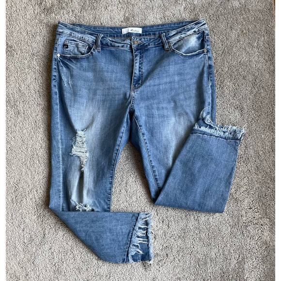 KanCan High Waist Distressed Raw Hem Skinny Jeans - Size 3XL - Picture 1 of 10